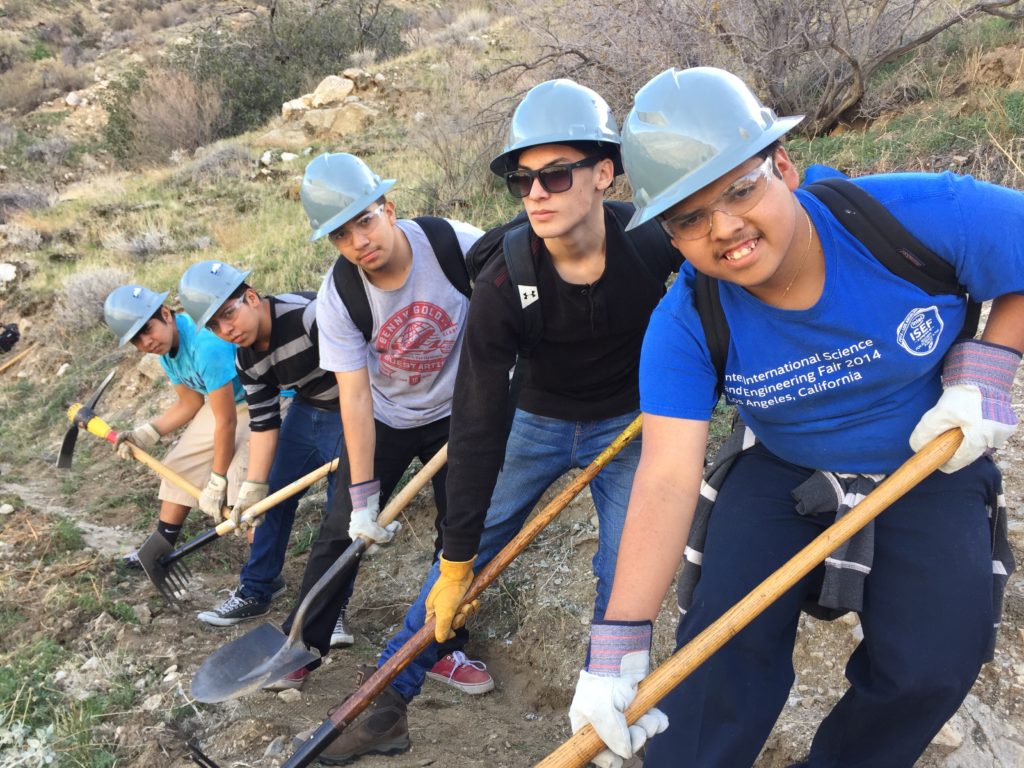 ECHS Students volunteering on the Pacific Crest Trail. Last year alone, ECHS students devoted 900 hours to the project with the Pacific Crest Trail.  Photo | Environmental Charter Schools