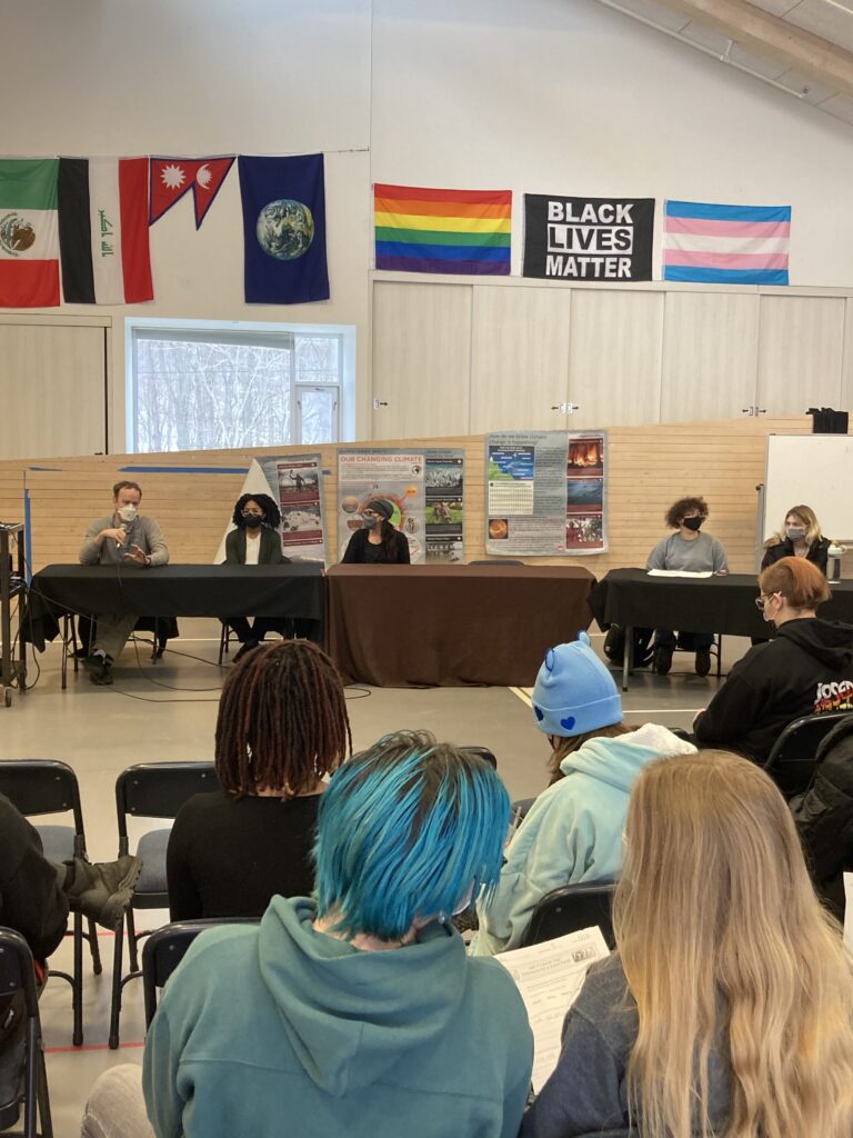 Common Ground pic - Students in Core 10 listen to a panel of climate changemakers, before breaking into small group conversations with these community leaders